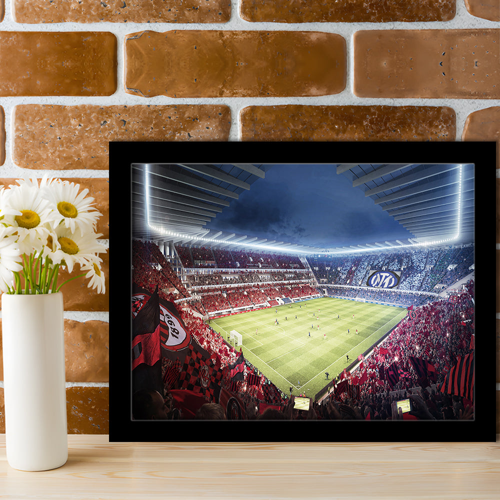 Milan San Siro Stadium, Stadium Canvas, Sport Art, Gift for him, Framed Art Print Wall Decor, Picture Framed
