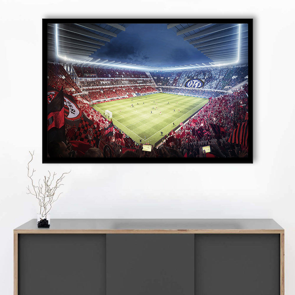 Milan San Siro Stadium, Stadium Canvas, Sport Art, Gift for him, Framed Art Print Wall Decor, Picture Framed