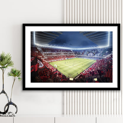 Milan San Siro Stadium, Stadium Canvas, Sport Art, Gift for him, White Border Framed Art Print Wall Decor