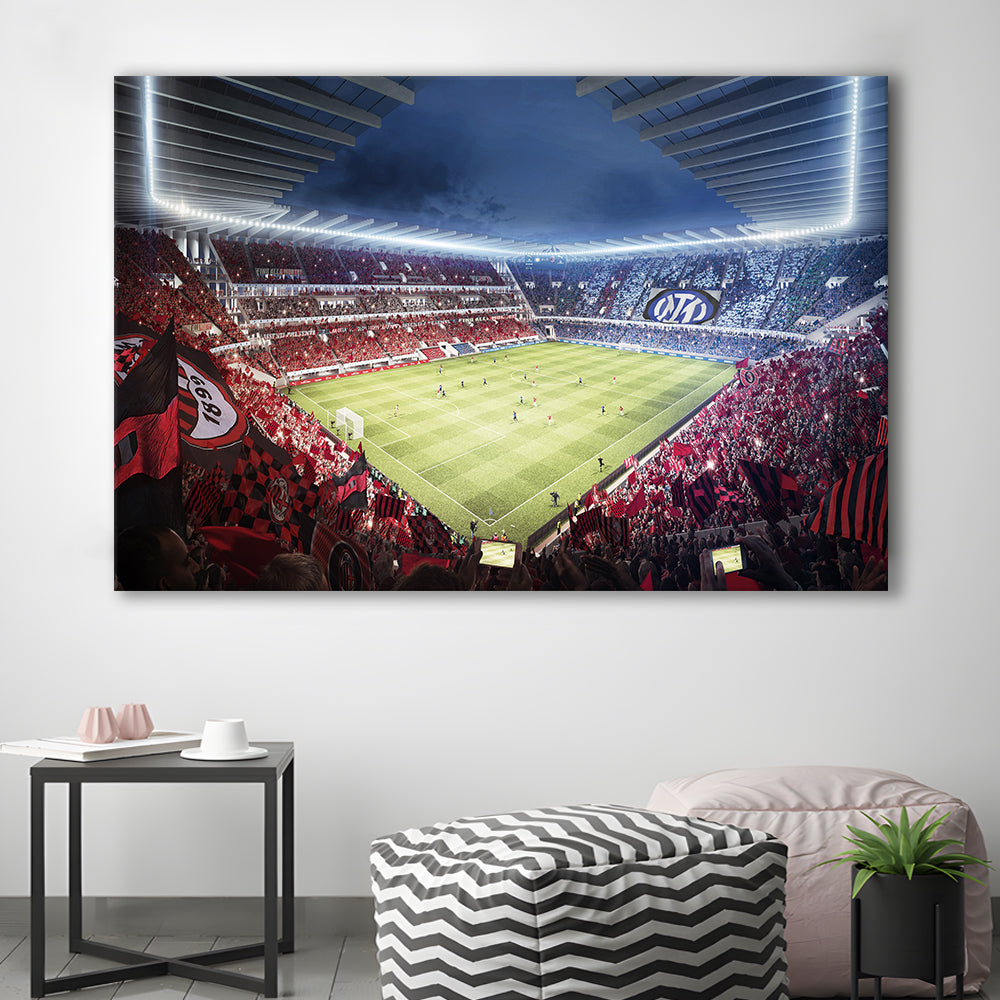 Milan San Siro Stadium, Stadium Canvas, Sport Art, Gift for him, Man Cave Decor, Art Print, Canvas Print Wall Art