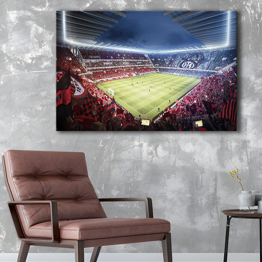 Milan San Siro Stadium, Stadium Canvas, Sport Art, Gift for him, Man Cave Decor, Art Print, Canvas Print Wall Art