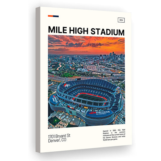 Mile High Print, Denver Broncos Stadium Canvas Art, Fan Gifts, Sport Art, Canvas Print Wall Art