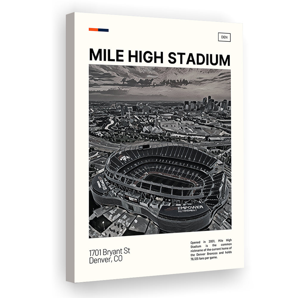 Mile High Print, Denver Broncos Stadium Canvas Art100, Fan Gifts, Sport Art, Canvas Print Wall Art