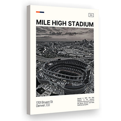 Mile High Print, Denver Broncos Stadium Canvas Art100, Fan Gifts, Sport Art, Canvas Print Wall Art