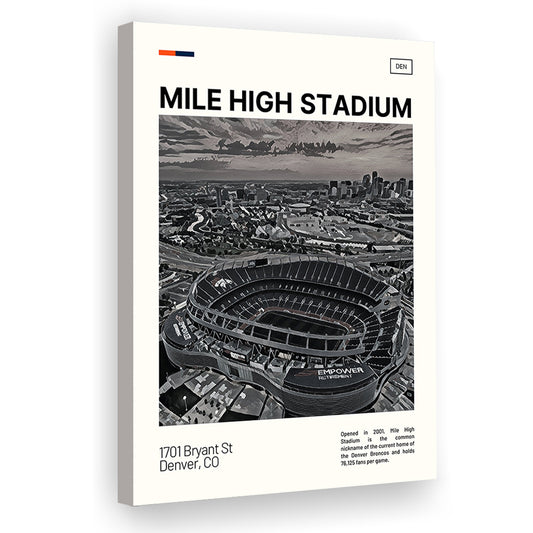 Mile High Print, Denver Broncos Stadium Canvas Art100, Fan Gifts, Sport Art, Canvas Print Wall Art