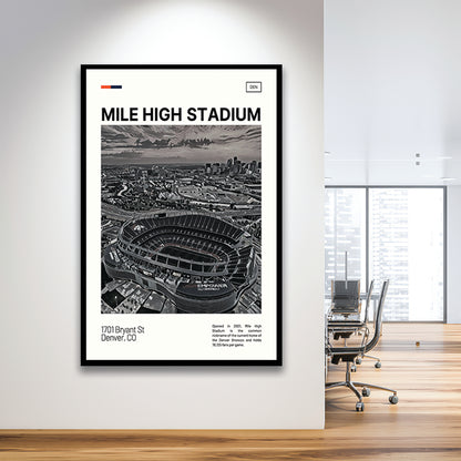 Mile High Print, Denver Broncos Stadium Art100, Gifts for him, Sport Art, Framed Art Print Wall Decor