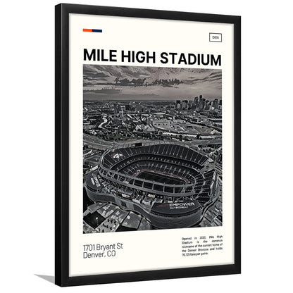 Mile High Print, Denver Broncos Stadium Art100, Gifts for him, Sport Art, Framed Art Print Wall Decor