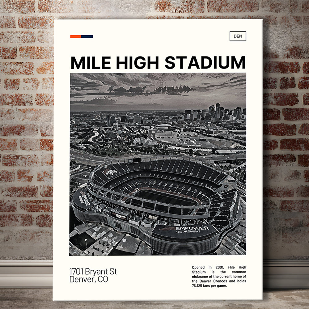 Mile High Print, Denver Broncos Stadium Canvas Art100, Fan Gifts, Sport Art, Canvas Print Wall Art