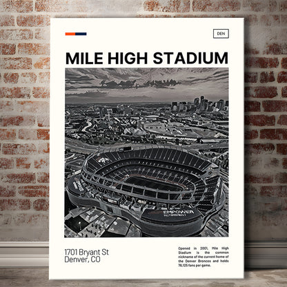 Mile High Print, Denver Broncos Stadium Canvas Art100, Fan Gifts, Sport Art, Canvas Print Wall Art