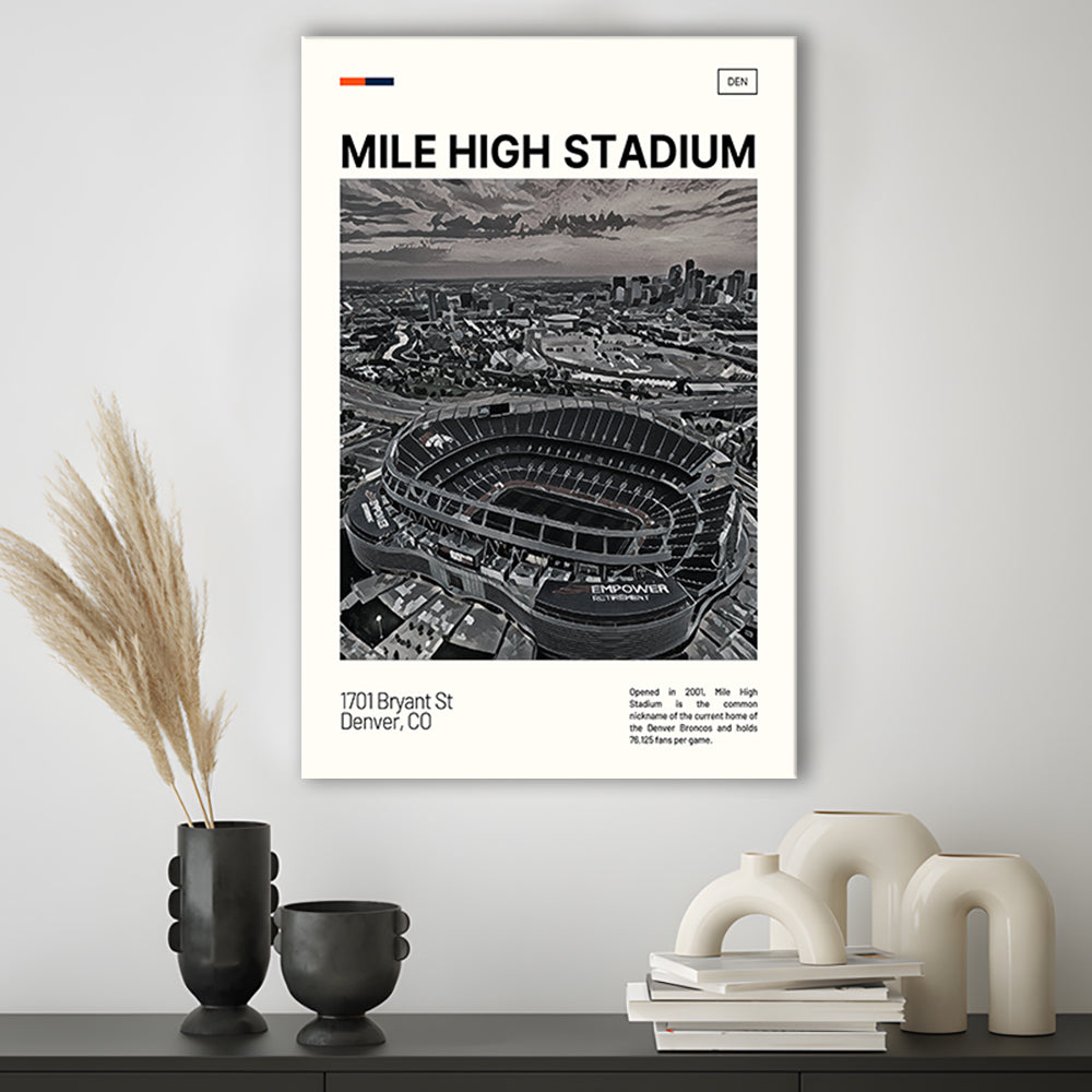 Mile High Print, Denver Broncos Stadium Canvas Art100, Fan Gifts, Sport Art, Canvas Print Wall Art