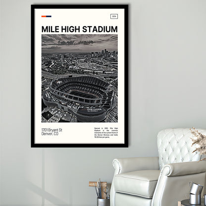 Mile High Print, Denver Broncos Stadium Art100, Gifts for him, Sport Art, Framed Art Print Wall Decor