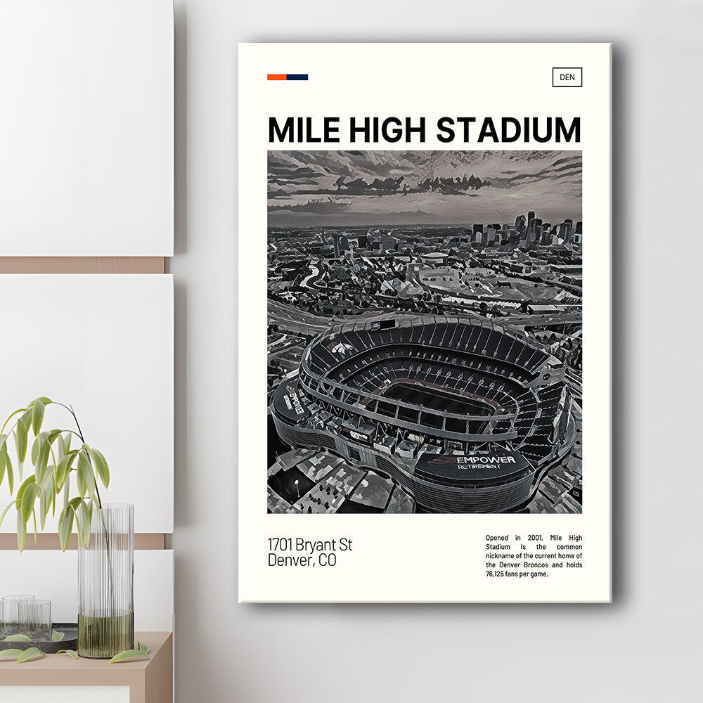 Mile High Print, Denver Broncos Stadium Canvas Art100, Fan Gifts, Sport Art, Canvas Print Wall Art