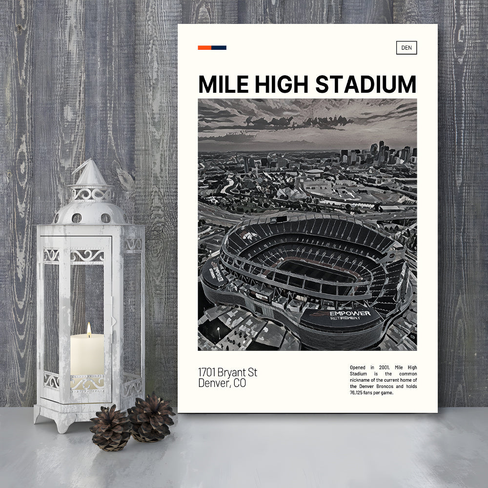 Mile High Print, Denver Broncos Stadium Canvas Art100, Fan Gifts, Sport Art, Canvas Print Wall Art