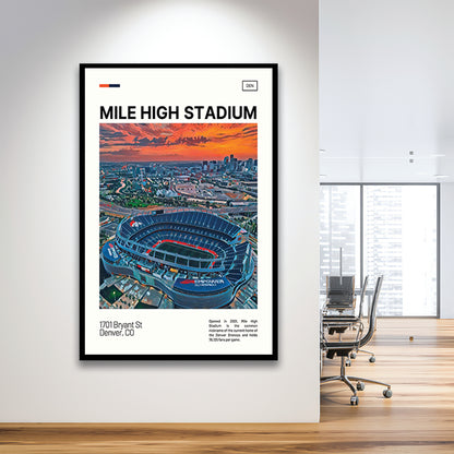 Mile High Print, Denver Broncos Stadium Art, Gifts for him, Sport Art, Framed Art Print Wall Decor