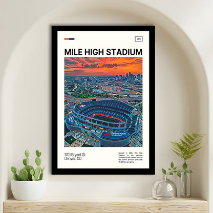 Mile High Print, Denver Broncos Stadium Art, Gifts for him, Sport Art, Framed Art Print Wall Decor