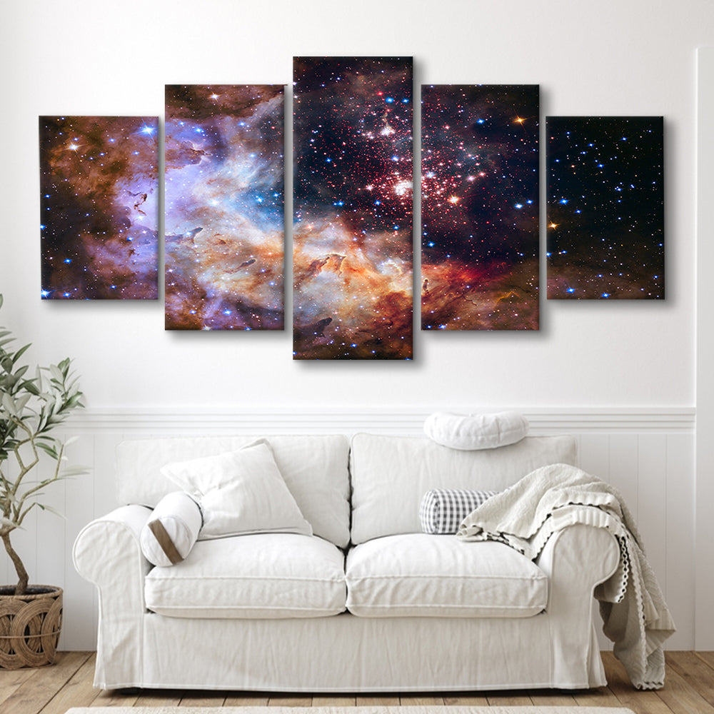 Milky Way decor, Milky way gift set Milky way canvas print , 5 Panel Mixed Canvas Print Wall Art, Large Canvas