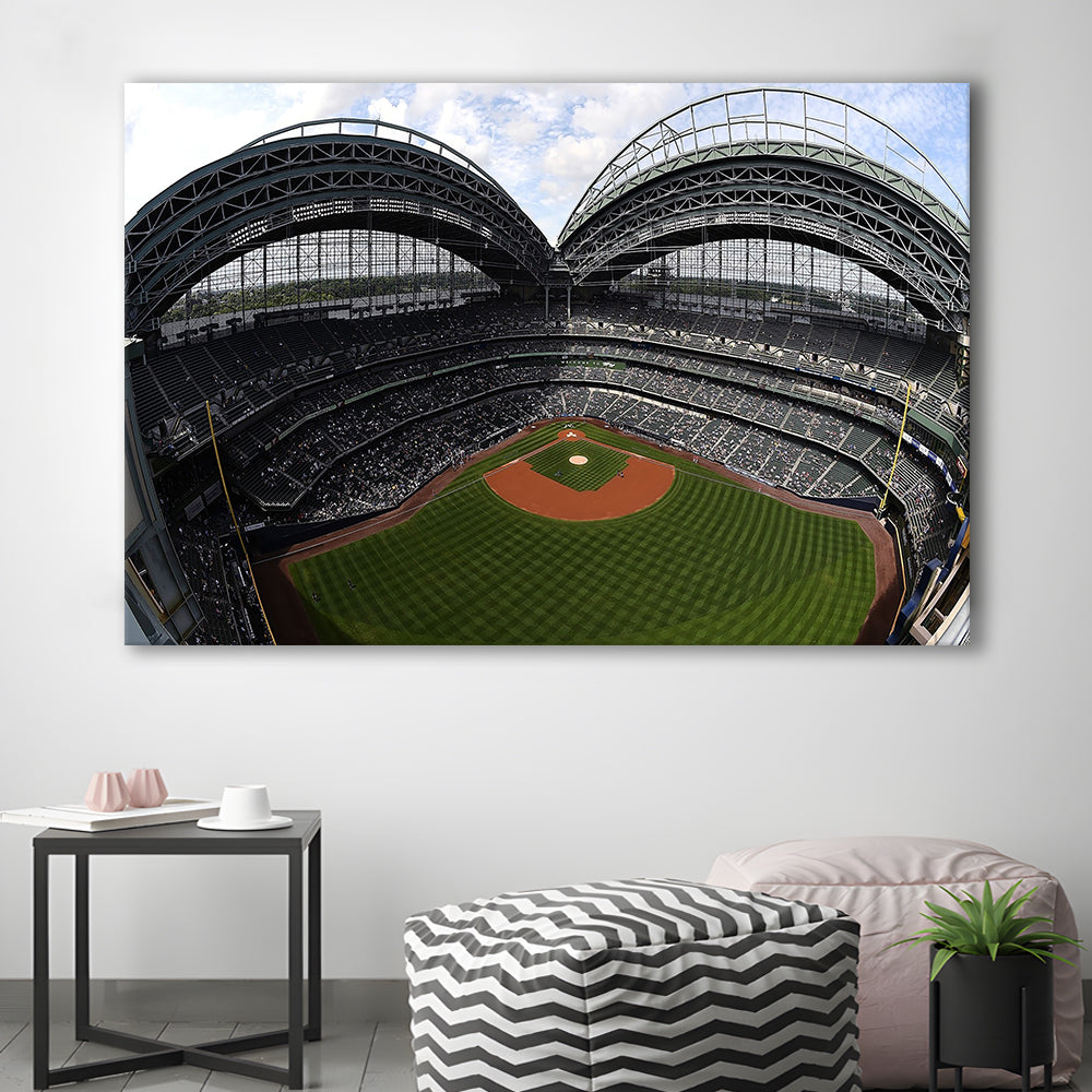 Miller Park Milwaukee Wisconsin, Stadium Canvas, Sport Art, Gift for him, Man Cave Decor, Art Print, Canvas Print Wall Art