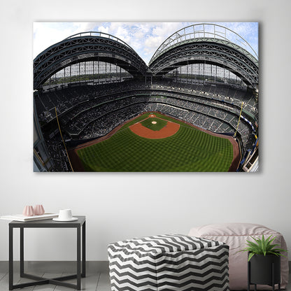 Miller Park Milwaukee Wisconsin, Stadium Canvas, Sport Art, Gift for him, Man Cave Decor, Art Print, Canvas Print Wall Art