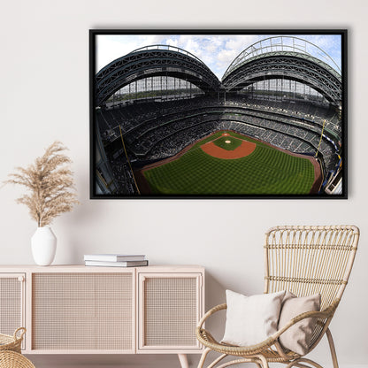 Miller Park Milwaukee Wisconsin, Stadium Canvas, Sport Art, Framed Canvas Print Wall Art, Floating Frame