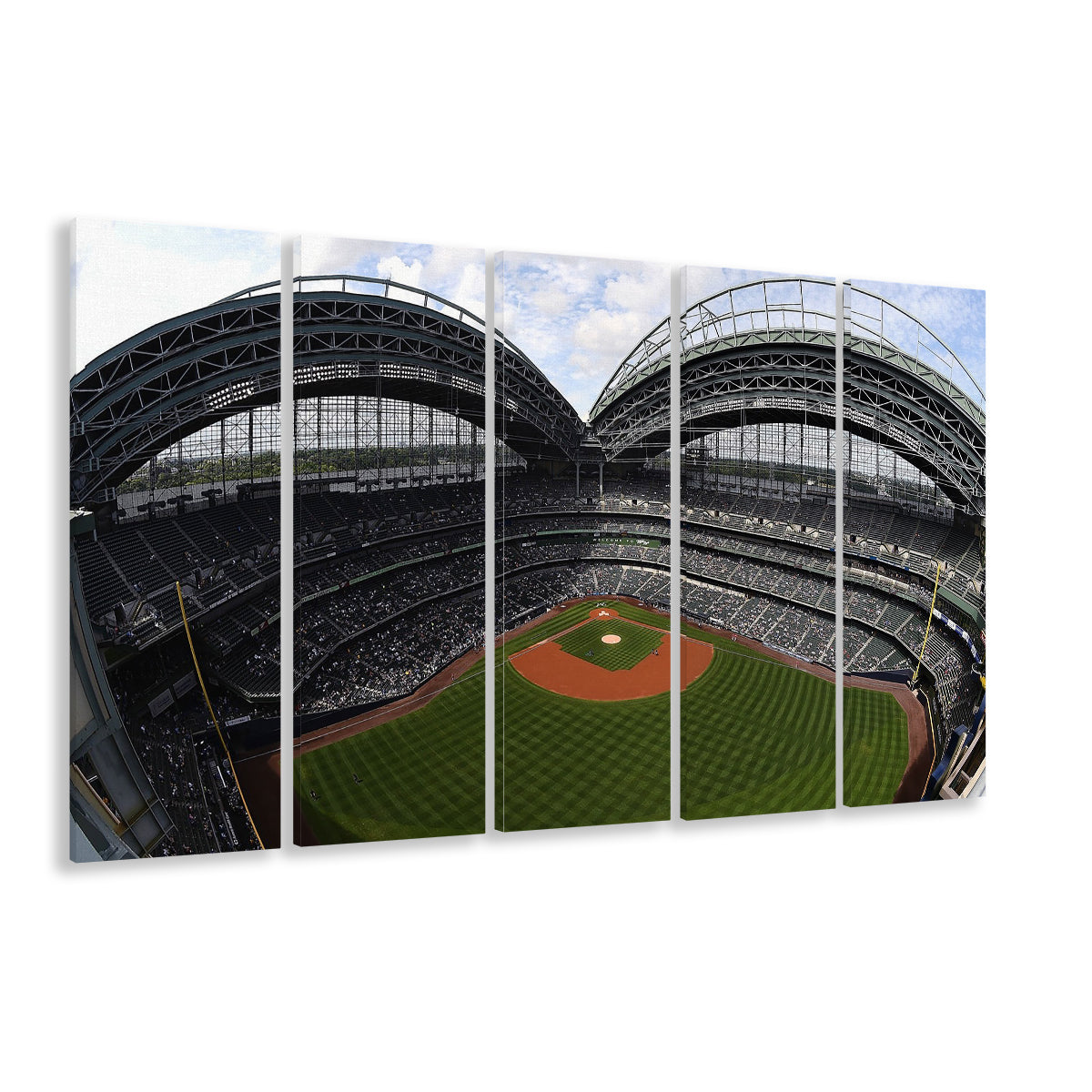 Miller Park Milwaukee Wisconsin, Stadium Canvas, Sport Art, 5 Panel B, Extra Large Canvas, Canvas Print Wall Art