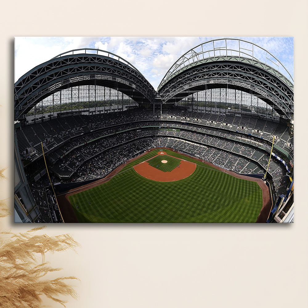 Miller Park Milwaukee Wisconsin, Stadium Canvas, Sport Art, Gift for him, Man Cave Decor, Art Print, Canvas Print Wall Art