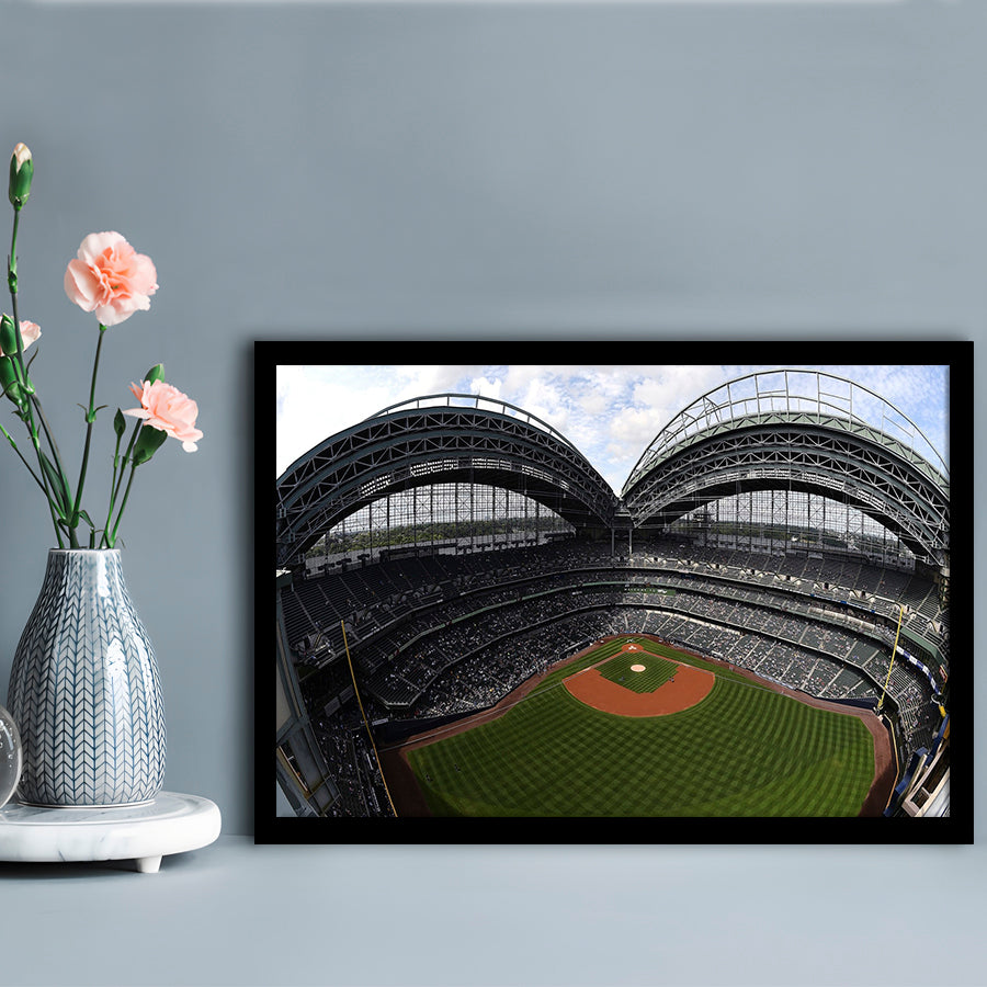 Miller Park Milwaukee Wisconsin, Stadium Canvas, Sport Art, Gift for him, Framed Art Print Wall Decor, Picture Framed