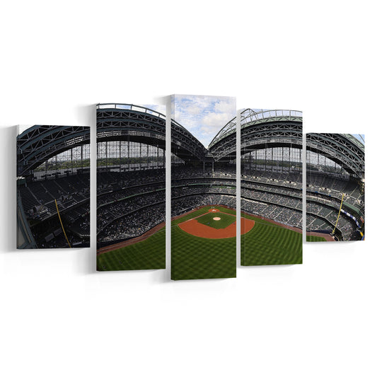 Miller Park Milwaukee Wisconsin, Stadium Canvas, Sport Art, Gift for him, 5 Panel, Large Canvas, Canvas Print Wall Art