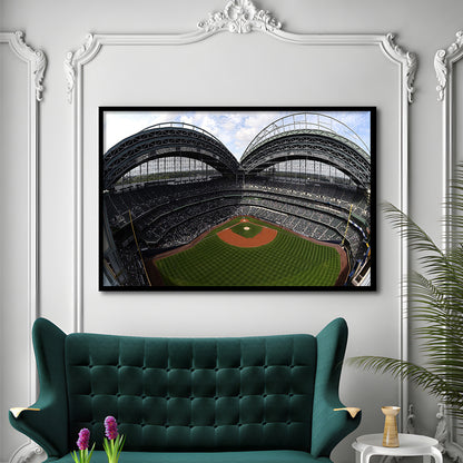 Miller Park Milwaukee Wisconsin, Stadium Canvas, Sport Art, Gift for him, Framed Art Print Wall Decor, Picture Framed
