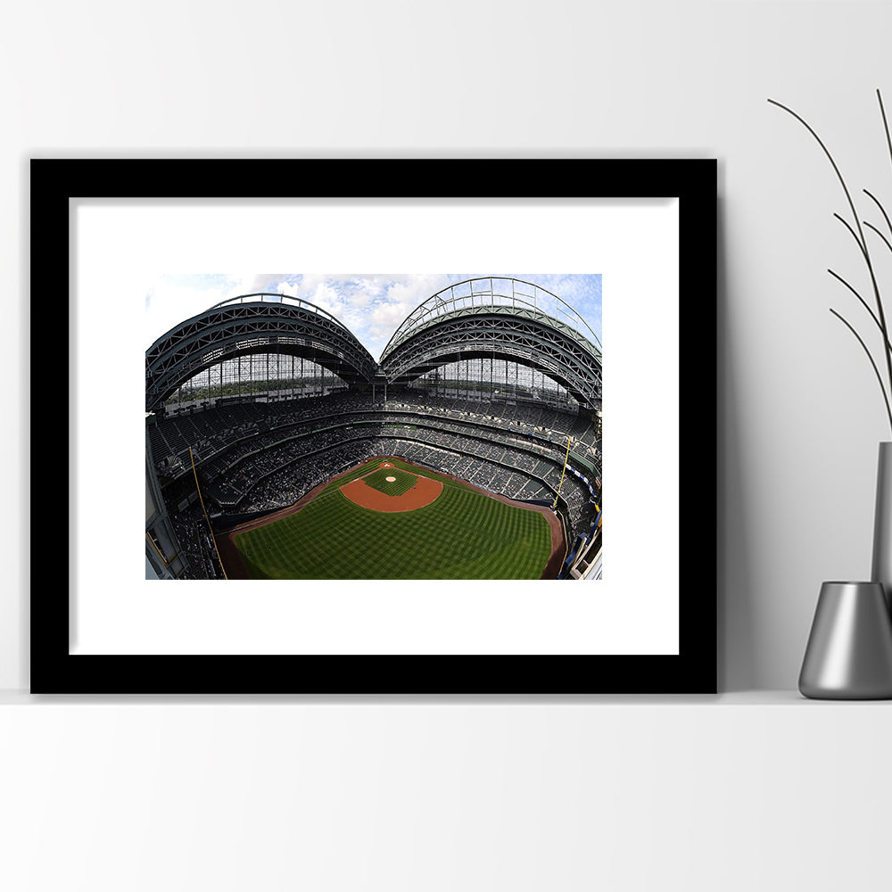 Miller Park Milwaukee Wisconsin, Stadium Canvas, Sport Art, Gift for him, White Border Framed Art Print Wall Decor