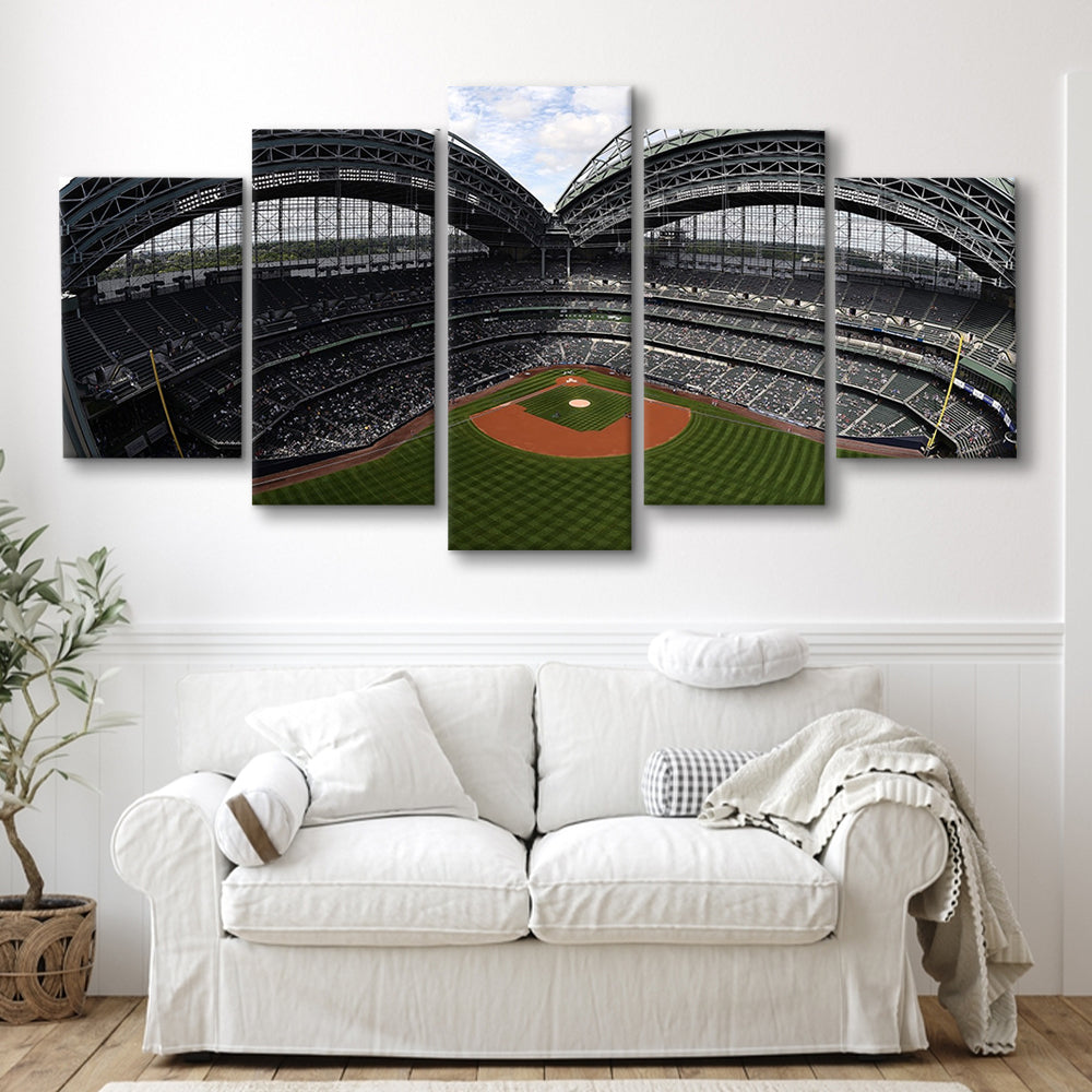 Miller Park Milwaukee Wisconsin, Stadium Canvas, Sport Art, Gift for him, 5 Panel, Large Canvas, Canvas Print Wall Art