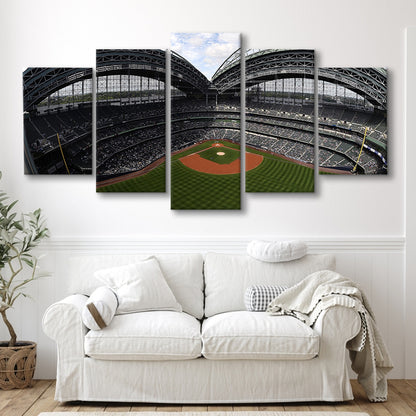 Miller Park Milwaukee Wisconsin, Stadium Canvas, Sport Art, Gift for him, 5 Panel, Large Canvas, Canvas Print Wall Art
