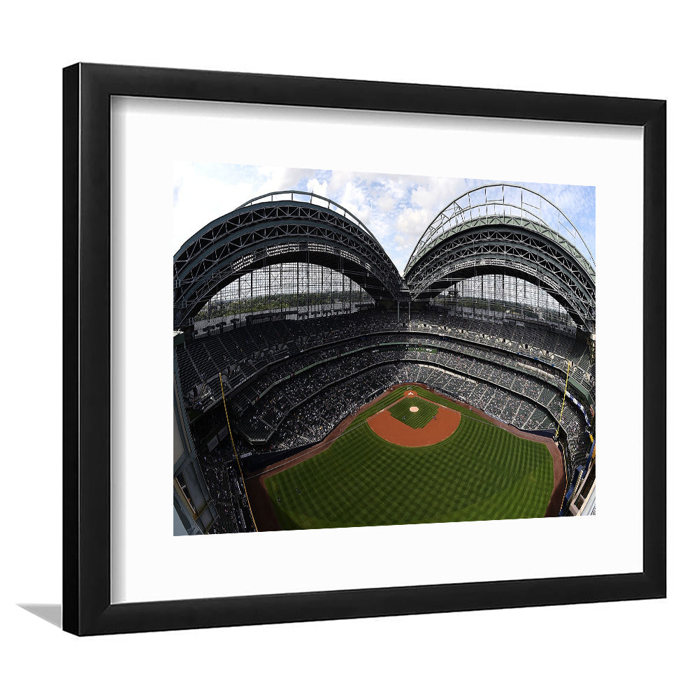 Miller Park Milwaukee Wisconsin, Stadium Canvas, Sport Art, Gift for him, White Border Framed Art Print Wall Decor