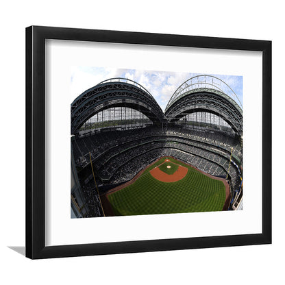 Miller Park Milwaukee Wisconsin, Stadium Canvas, Sport Art, Gift for him, White Border Framed Art Print Wall Decor