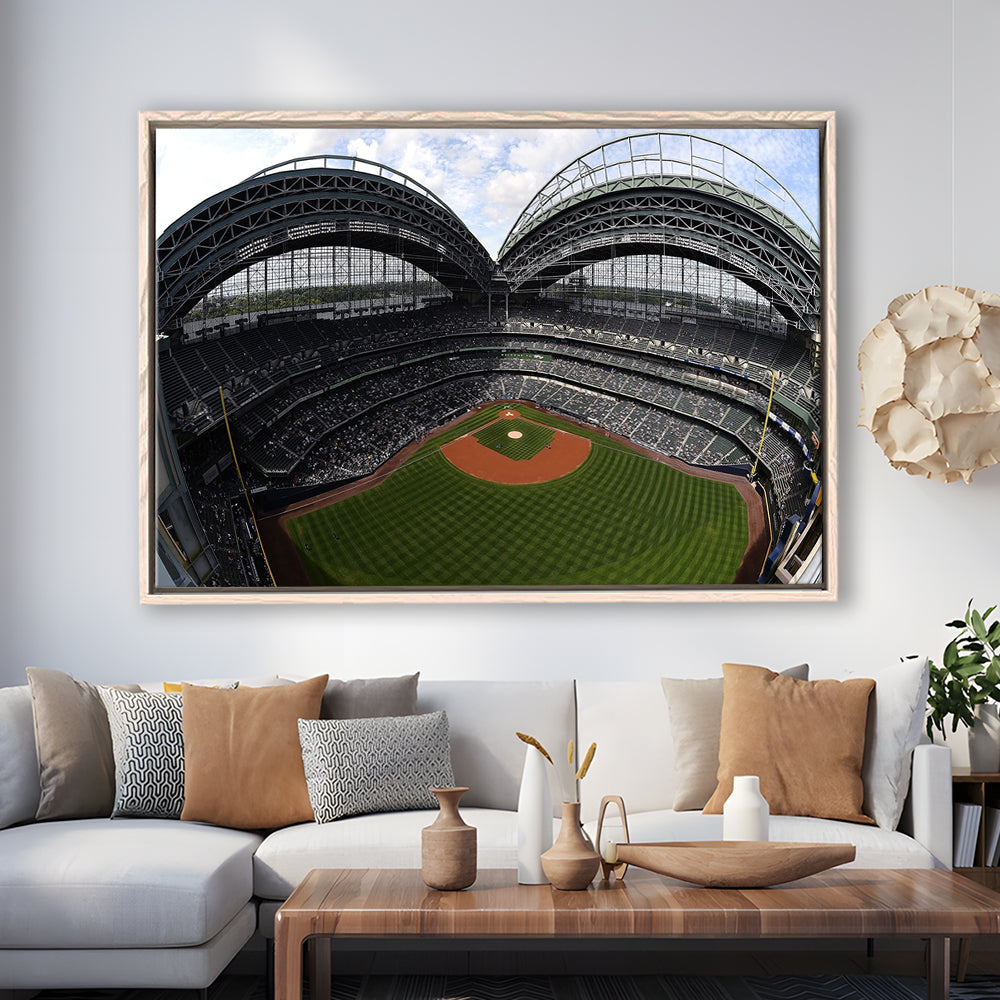 Miller Park Milwaukee Wisconsin, Stadium Canvas, Sport Art, Framed Canvas Print Wall Art, Floating Frame