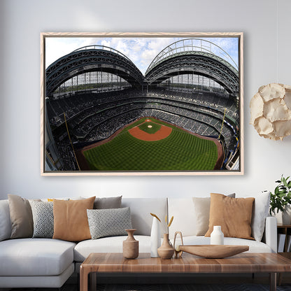 Miller Park Milwaukee Wisconsin, Stadium Canvas, Sport Art, Framed Canvas Print Wall Art, Floating Frame
