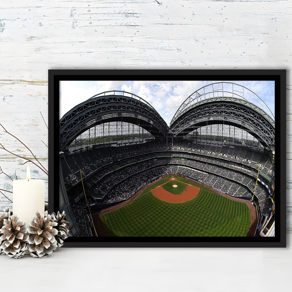 Miller Park Milwaukee Wisconsin, Stadium Canvas, Sport Art, Framed Canvas Print Wall Art, Floating Frame
