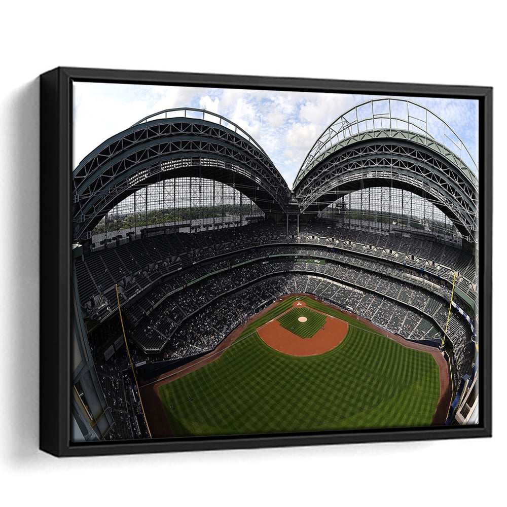 Miller Park Milwaukee Wisconsin, Stadium Canvas, Sport Art, Framed Canvas Print Wall Art, Floating Frame