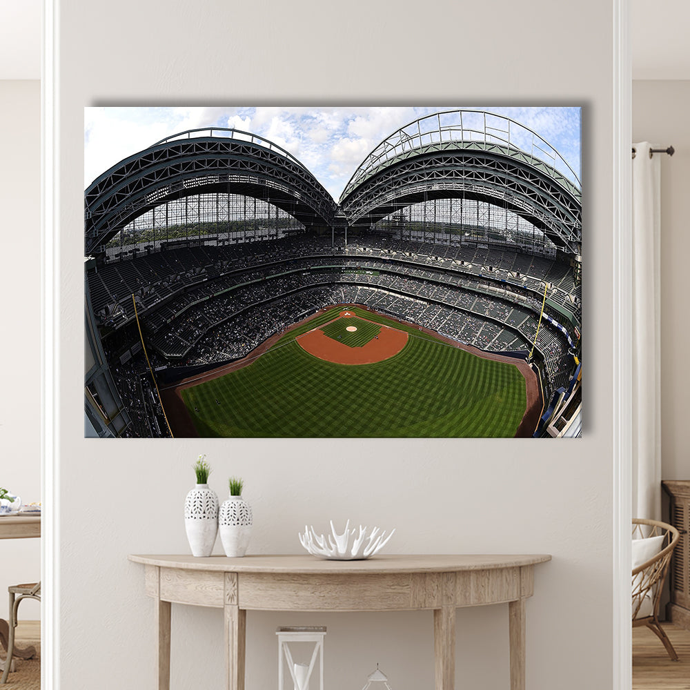 Miller Park Milwaukee Wisconsin, Stadium Canvas, Sport Art, Gift for him, Man Cave Decor, Art Print, Canvas Print Wall Art