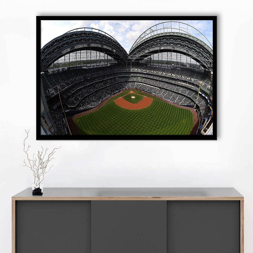 Miller Park Milwaukee Wisconsin, Stadium Canvas, Sport Art, Gift for him, Framed Art Print Wall Decor, Picture Framed