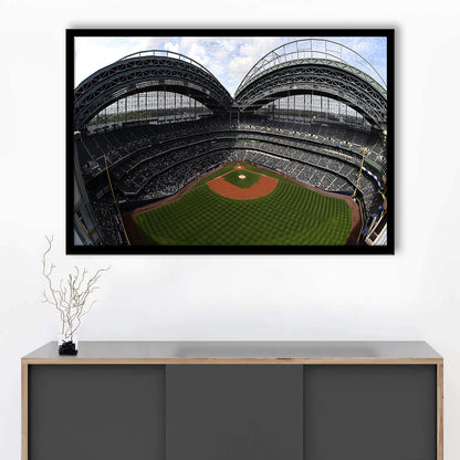 Miller Park Milwaukee Wisconsin, Stadium Canvas, Sport Art, Gift for him, Framed Art Print Wall Decor, Picture Framed