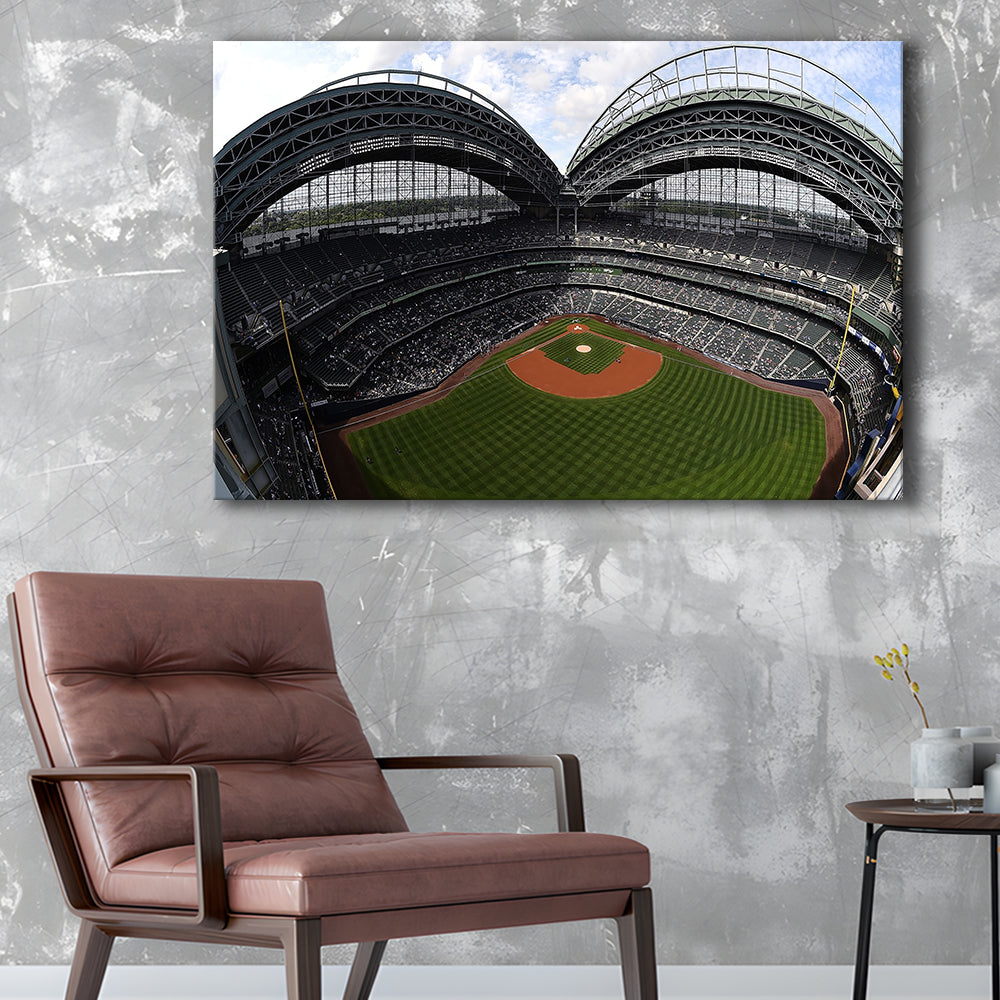 Miller Park Milwaukee Wisconsin, Stadium Canvas, Sport Art, Gift for him, Man Cave Decor, Art Print, Canvas Print Wall Art