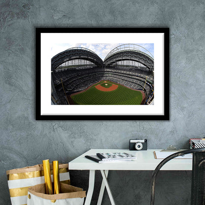 Miller Park Milwaukee Wisconsin, Stadium Canvas, Sport Art, Gift for him, White Border Framed Art Print Wall Decor