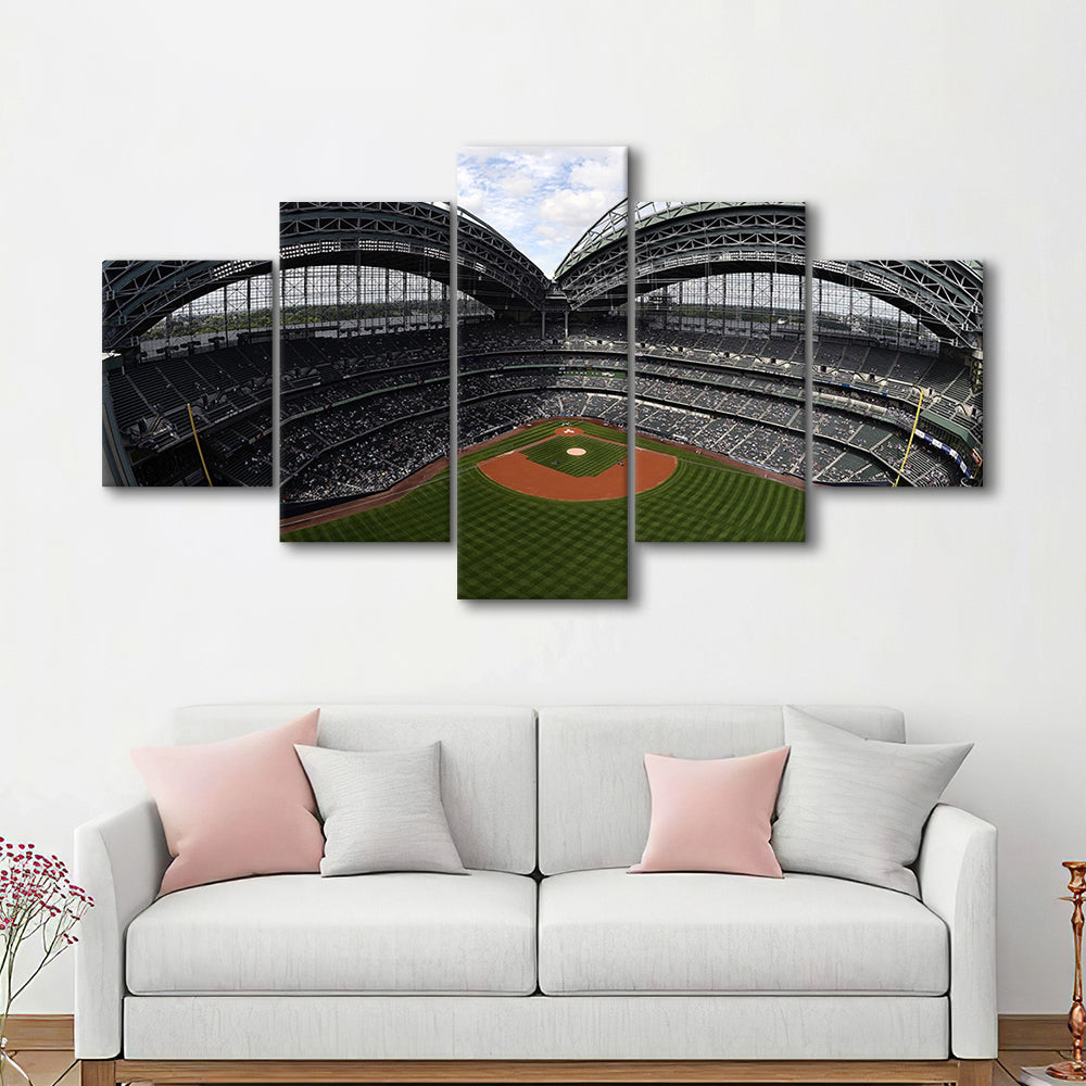Miller Park Milwaukee Wisconsin, Stadium Canvas, Sport Art, Gift for him, 5 Panel, Large Canvas, Canvas Print Wall Art