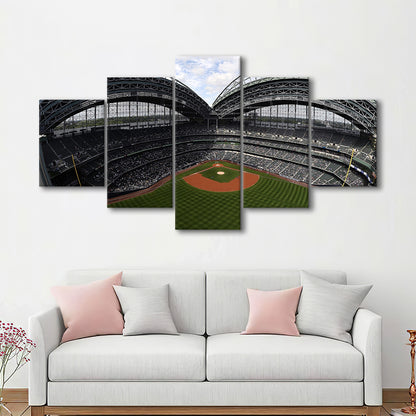Miller Park Milwaukee Wisconsin, Stadium Canvas, Sport Art, Gift for him, 5 Panel, Large Canvas, Canvas Print Wall Art