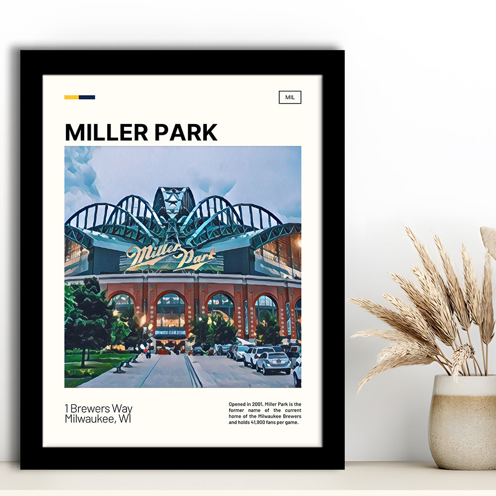 Miller Park Print, Milwaukee Brewers Stadium Art, Gifts for him, Sport Art, Framed Art Print Wall Decor