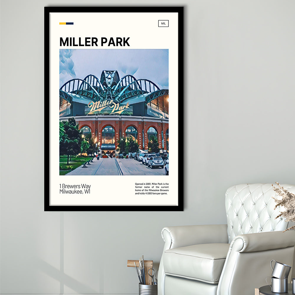 Miller Park Print, Milwaukee Brewers Stadium Art, Gifts for him, Sport Art, Framed Art Print Wall Decor