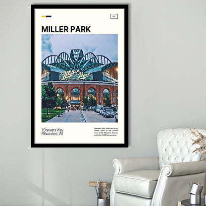 Miller Park Print, Milwaukee Brewers Stadium Art, Gifts for him, Sport Art, Framed Art Print Wall Decor
