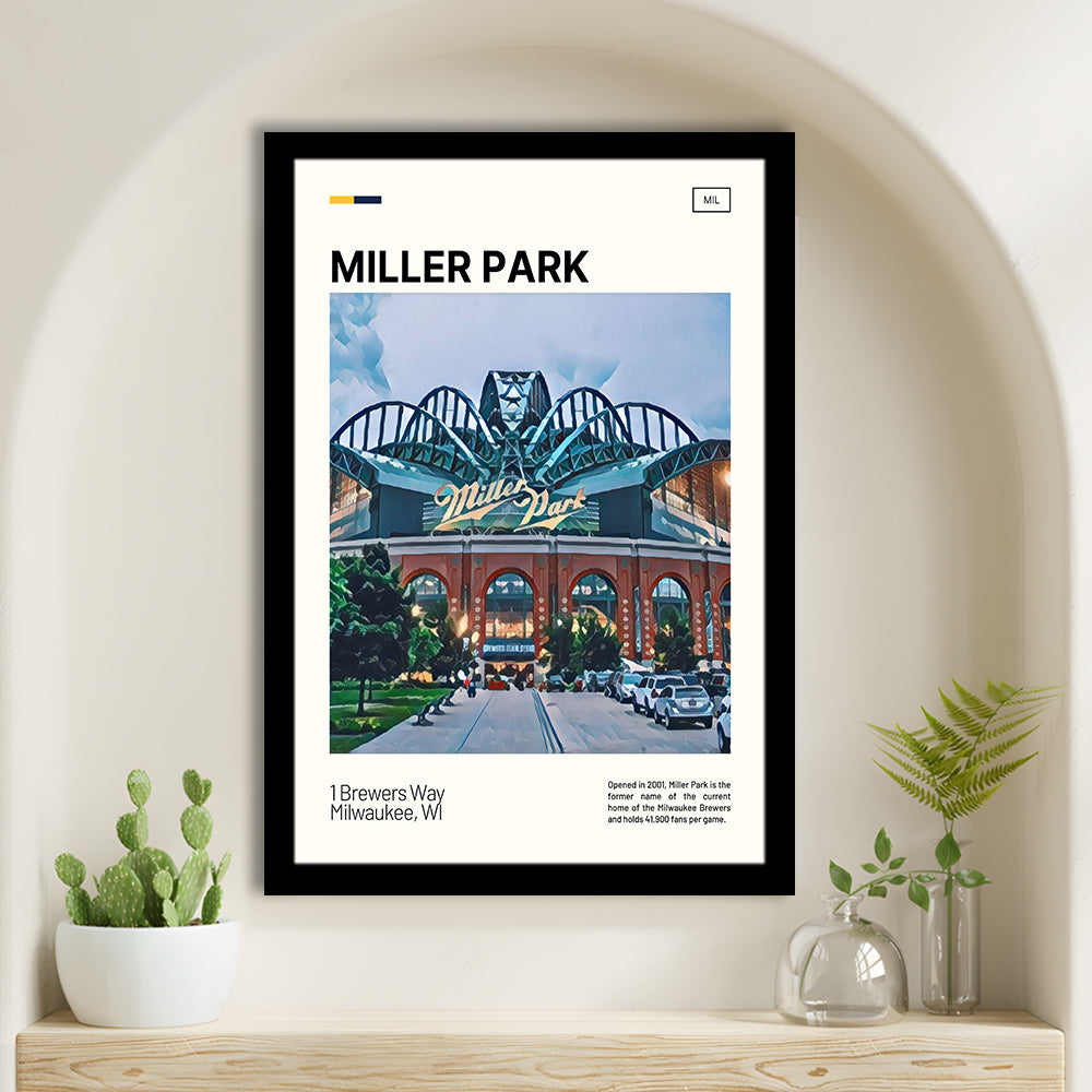 Miller Park Print, Milwaukee Brewers Stadium Art, Gifts for him, Sport Art, Framed Art Print Wall Decor