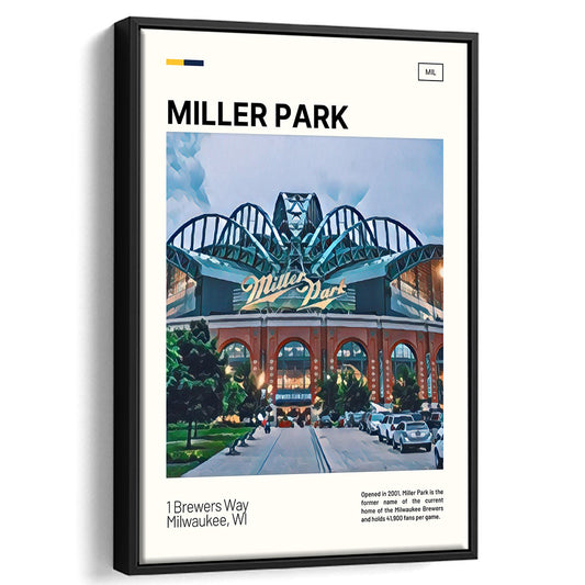 Miller Park Print, Milwaukee Brewers Stadium Canvas Art, Man Cave Gift, Floating Framed Canvas Print Wall Art