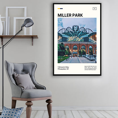 Miller Park Print, Milwaukee Brewers Stadium Canvas Art, Man Cave Gift, Floating Framed Canvas Print Wall Art